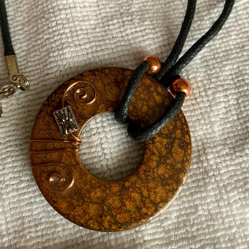 Ladies Womens Handmade Washer Ware Necklace 18” Copper Color / Giraffe
